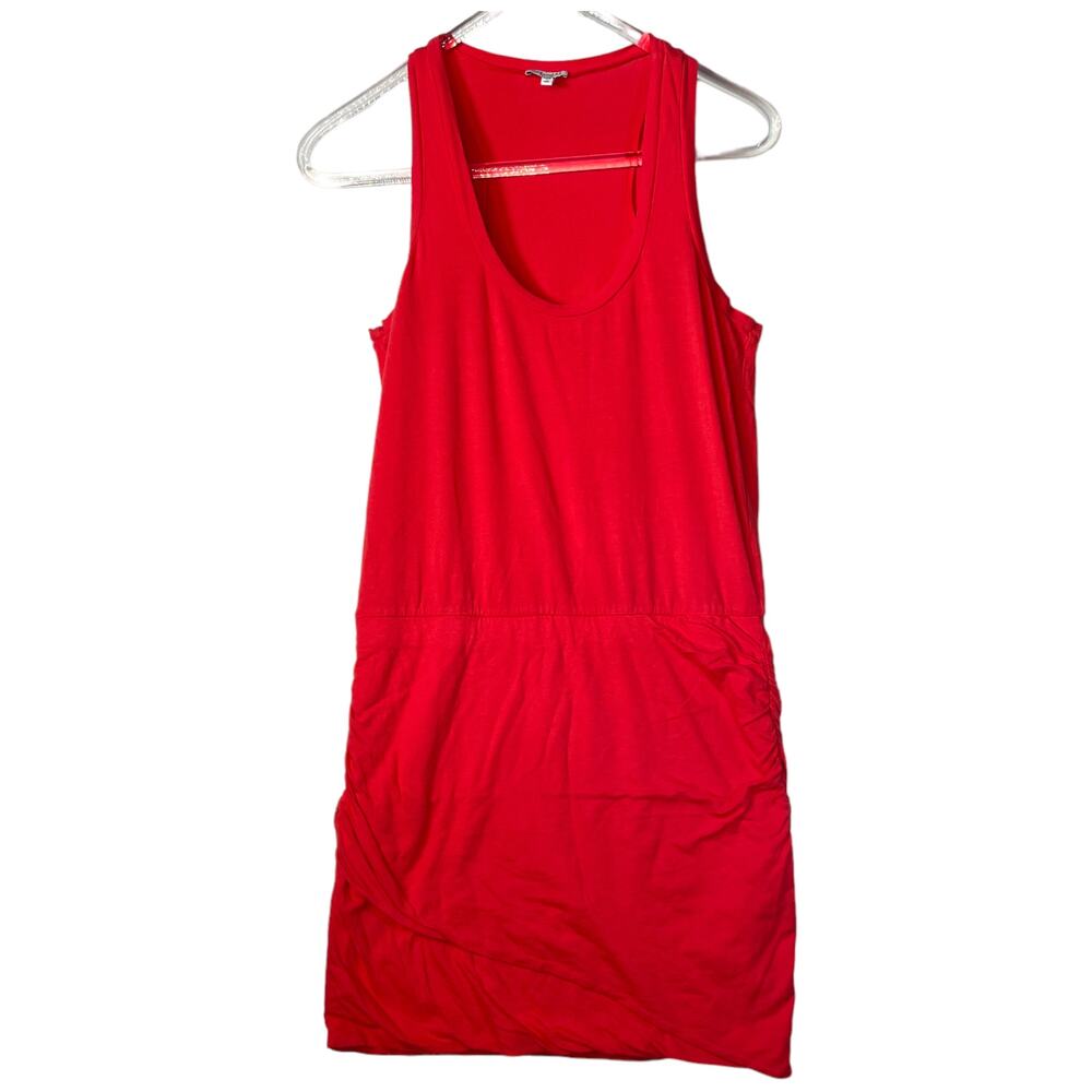 SPLENDID Summer Stretch Dress Womens Medium Red Ruched Sleeveless Scoop Neck